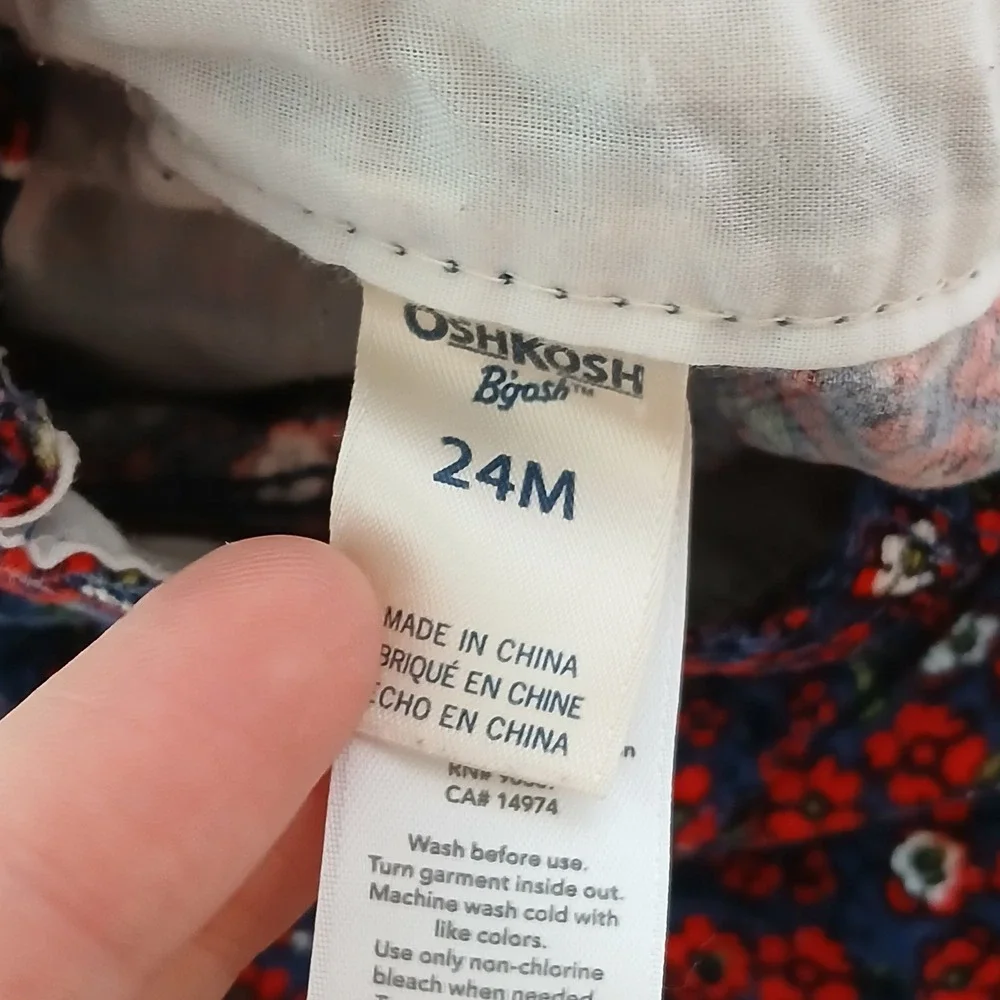 OshKosh B'gosh Overalls Baby 24 Months Multicolor Floral Cotton Vintage